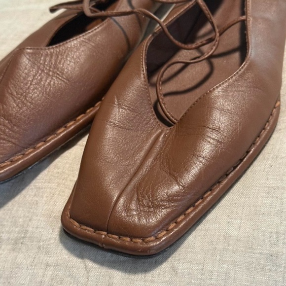Alohas Brown Leather Ballet Shoes - Picture 4 of 5